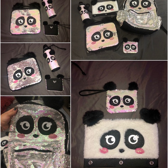 justice panda backpack set